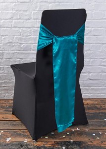 wedding chair cover black with flick over sash